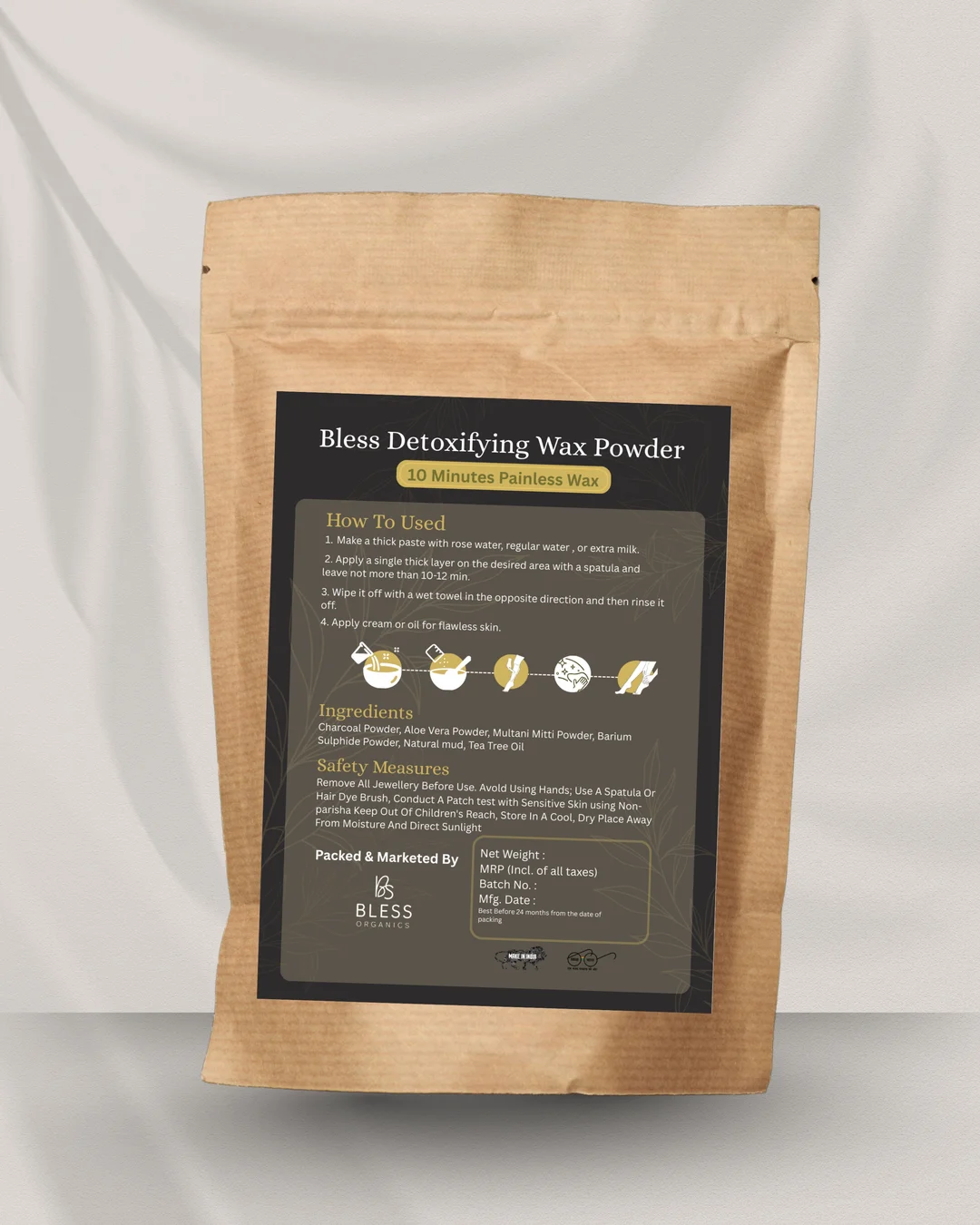 Bless Organics Detoxifying Wax Powder | Natural Hair Removal | Deep Cleansing & Tan Removal | Smooth | Fresh & Bright Skin image 3