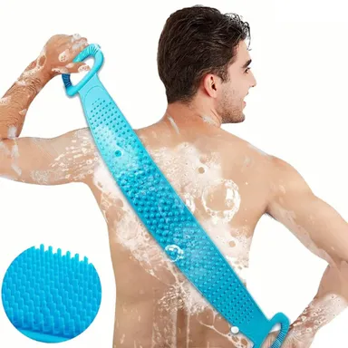 V3Deals Silicone Body Back Scrubber, Double-Sided Exfoliating Bath Brush | Deep Cleansing & Massage Belt for Shower & Dead Skin Removal (Pack of 2, Random Color) thumbnail 4