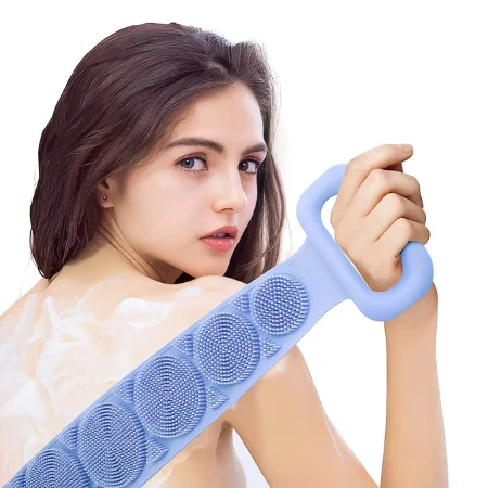 V3Deals Silicone Body Back Scrubber, Double-Sided Exfoliating Bath Brush | Deep Cleansing & Massage Belt for Shower & Dead Skin Removal (Pack of 2, Random Color) image 10