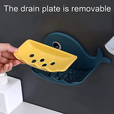 V3Deals Soap Stand Holder for Bathroom Kitchen Sink Magic Stickers Wall Mounted (Pack of 2 Pcs) Soap Dish Holder, Fish Design Random Color(Plastic) thumbnail 2