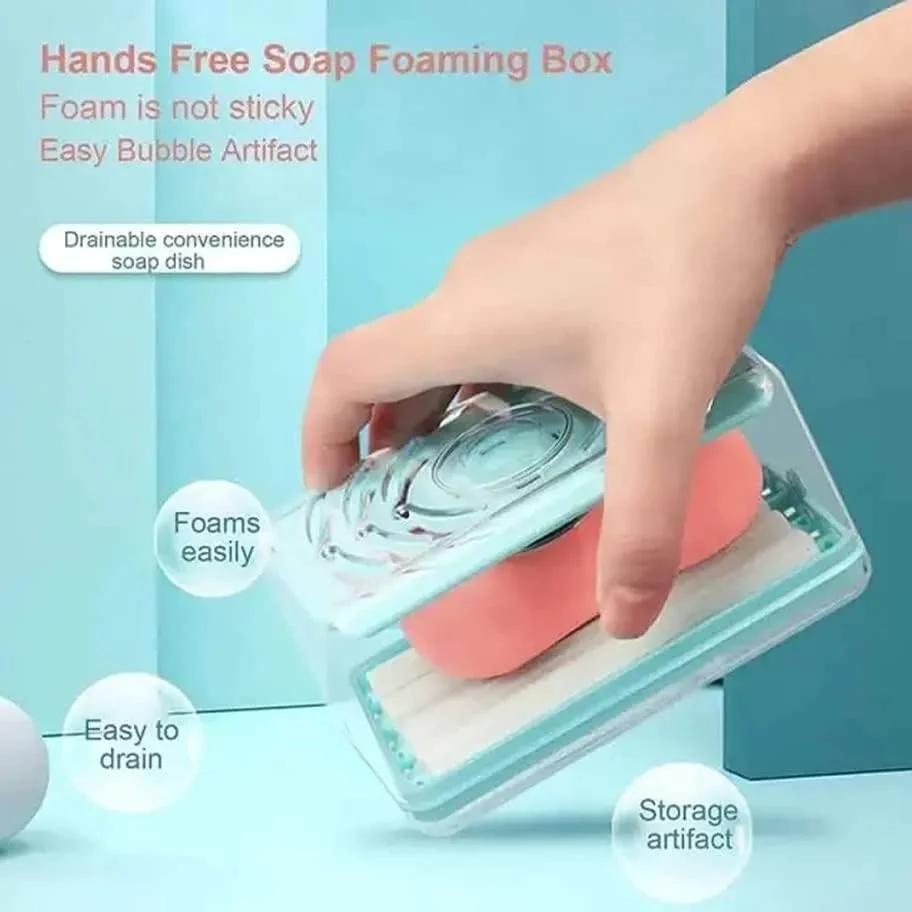 V3Deals Easy Cloth Plastic Washing Soap Roller, Dispenser Case with Lid Having Roller Viral soap Roller Dispenser for Clothes soap Stand for Bathroom soap Box Cloth Brush for Washing Clothes (1Pc) image 1