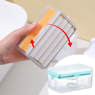 V3Deals Easy Cloth Plastic Washing Soap Roller, Dispenser Case with Lid Having Roller Viral soap Roller Dispenser for Clothes soap Stand for Bathroom soap Box Cloth Brush for Washing Clothes (1Pc) thumbnail 2
