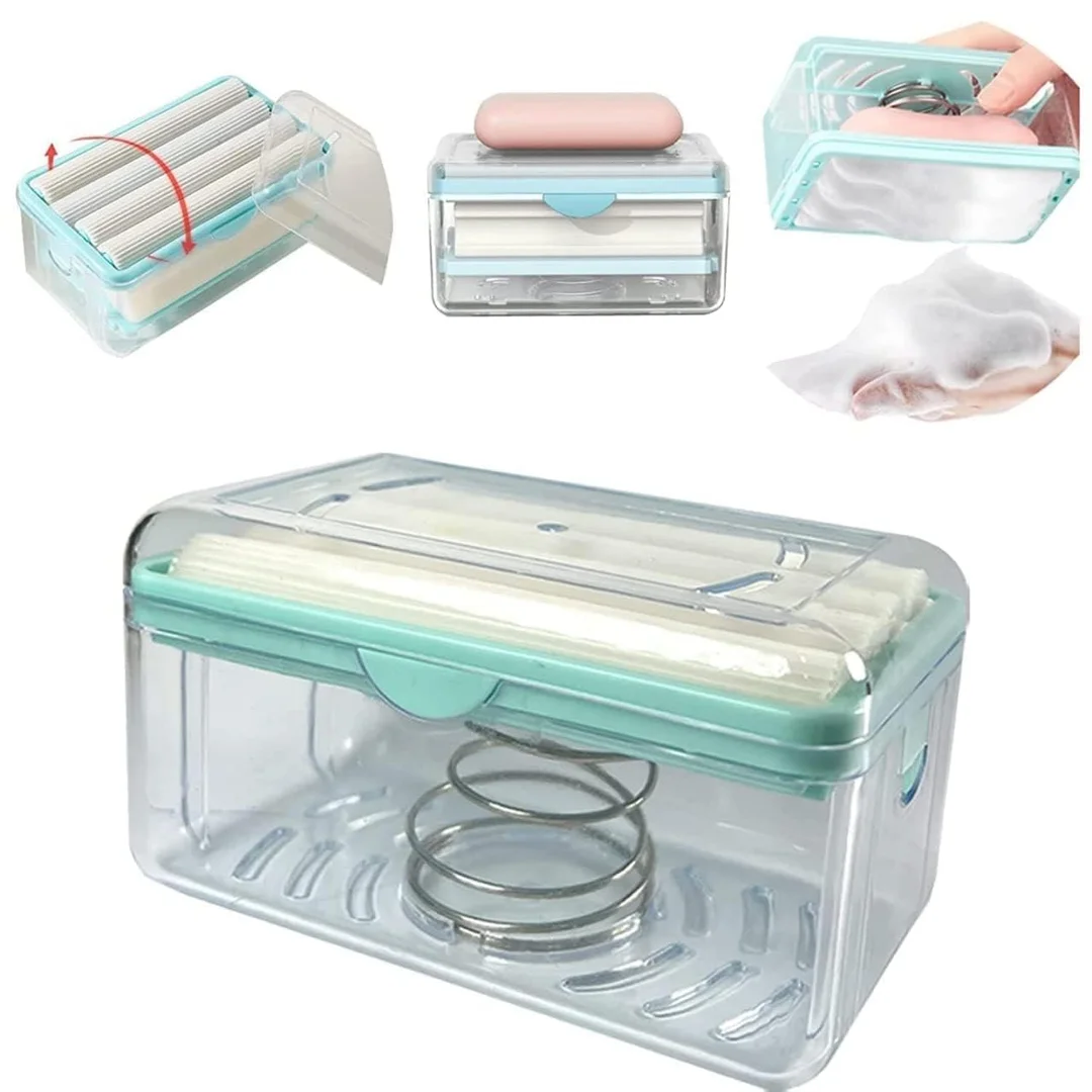 V3Deals Easy Cloth Plastic Washing Soap Roller, Dispenser Case with Lid Having Roller Viral soap Roller Dispenser for Clothes soap Stand for Bathroom soap Box Cloth Brush for Washing Clothes (1Pc) image 5