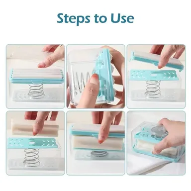 V3Deals Easy Cloth Plastic Washing Soap Roller, Dispenser Case with Lid Having Roller Viral soap Roller Dispenser for Clothes soap Stand for Bathroom soap Box Cloth Brush for Washing Clothes (1Pc) thumbnail 6