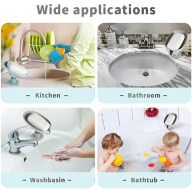 V3Deals Leaf Shape Soap Dish with Drainage – Pack of 2, Self Draining Soap Holder for Bathroom, Kitchen Sink, Water Resistant Plastic Soap Stand with Suction Cup Base thumbnail 7