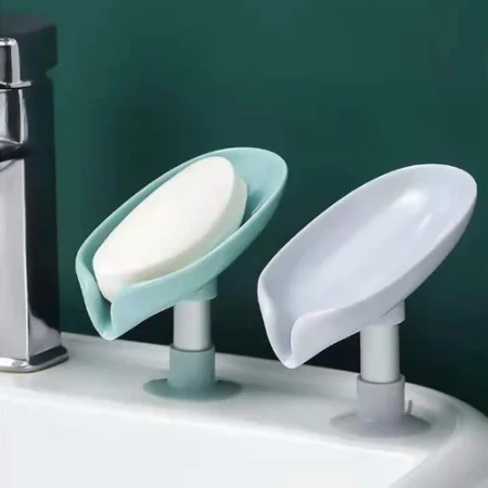 V3Deals Self-Draining Soap Dish – Modern Leaf Design with Drainage Holes, Leak-Proof & Durable Plastic for Bathroom or Kitchen Sink, Easy to Clean (Multicolor, plastic, Pack of 4) image 3