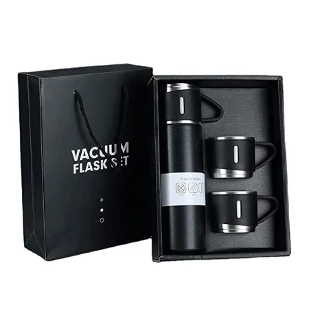 V3Deals Double Wall Stainless Steel Thermo 500ml Vacuum Insulated Bottle Water Flask Gift Set with Two Cups Hot & Cold | Assorted Color | Diwali Gifts for Employees | Corporate Gift Items image 8