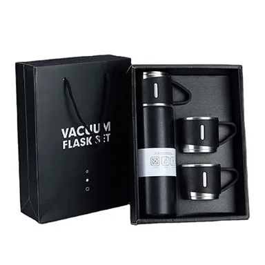 V3Deals Double Wall Stainless Steel Thermo 500ml Vacuum Insulated Bottle Water Flask Gift Set with Two Cups Hot & Cold | Assorted Color | Diwali Gifts for Employees | Corporate Gift Items thumbnail 7