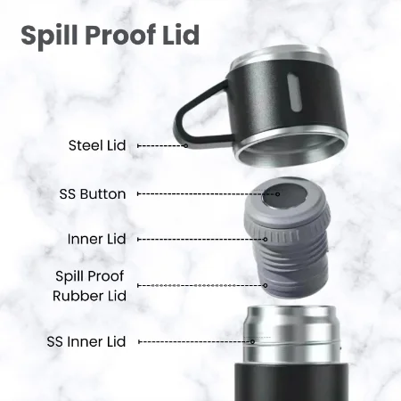 V3Deals Double Wall Stainless Steel Thermo 500ml Vacuum Insulated Bottle Water Flask Gift Set with Two Cups Hot & Cold | Assorted Color | Diwali Gifts for Employees | Corporate Gift Items image 4