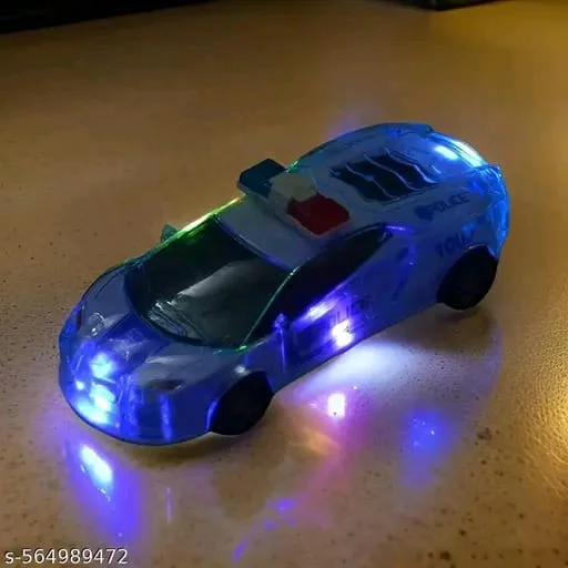 Police Car with Lights and Sound | Pull Back Vehicles | Friction Power Toy | Trucks for 3+ Years Old Kids Boys Girls | Multicolor | (Police Car) image 1