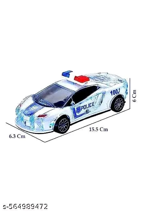 Police Car with Lights and Sound | Pull Back Vehicles | Friction Power Toy | Trucks for 3+ Years Old Kids Boys Girls | Multicolor | (Police Car) image 2