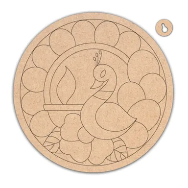 Pre-Marked MDF Base Peacock Design for DIY Lippan Art, Craft & Home Decor