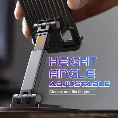 360° Rotation Adjustable Mobile Holder | Foldable Tablet Stand for Desk | Universal Height Angle Adjustable Cell Phone Stand for Office | Travel | Black thumbnail 4