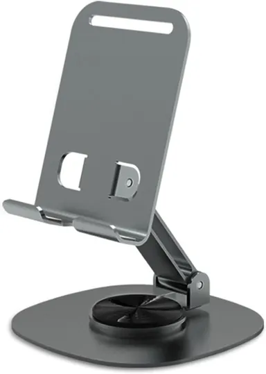 360° Rotating Height Adjustable Mobile Phone Stand | Foldable Metal Desk Phone Holder for 4–10 Inch Smartphones thumbnail 0