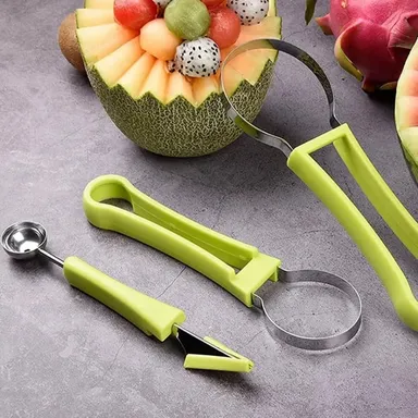 Stainless Steel 4‑in‑1 Fruit Scooper Kitchen Tool | Melon Baller, Fruit Corer Peeler & Seed Remover for Watermelom|  Cantaloupe, Kiwi| Ice Cream & Fruit Salad Prep thumbnail 3