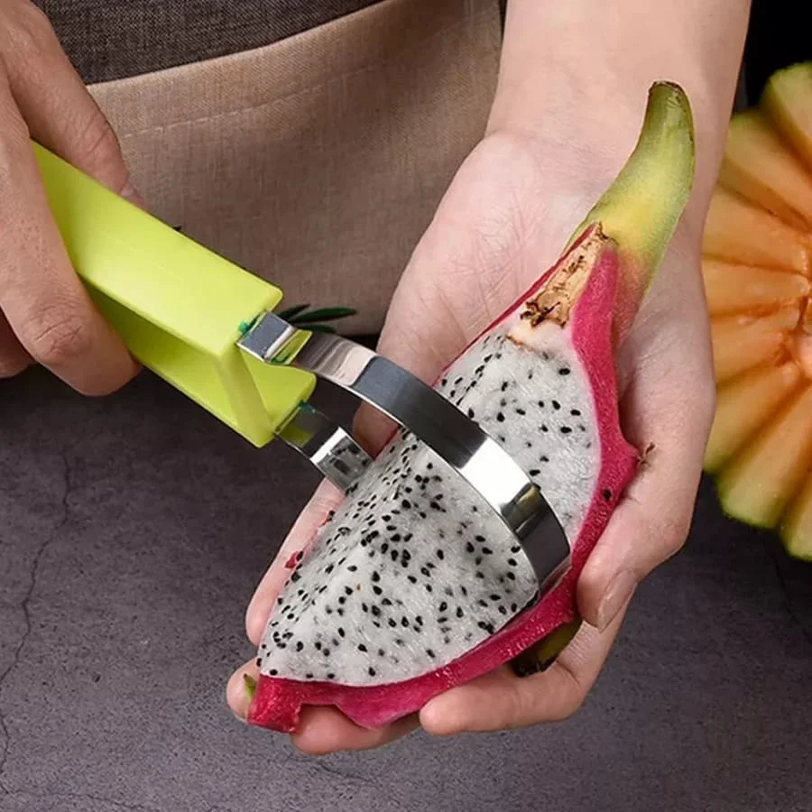 Stainless Steel 4‑in‑1 Fruit Scooper Kitchen Tool | Melon Baller, Fruit Corer Peeler & Seed Remover for Watermelom|  Cantaloupe, Kiwi| Ice Cream & Fruit Salad Prep image 6