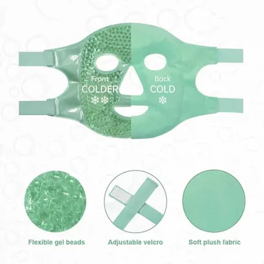 Hidak Cooling Face & Eye Mask Ice Pack With Foam Earplugs | Reusable Plush Cold Gel Pack for Under‑Eye Puffiness Dark Circles| Migraine & Sleep Pressure Relief |(Green)