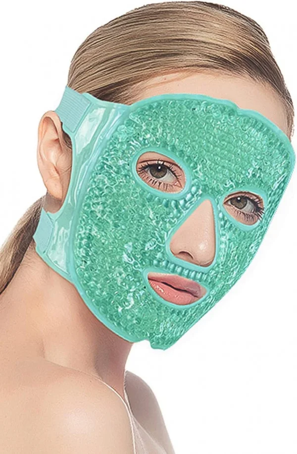 Hidak Cooling Face & Eye Mask Ice Pack With Foam Earplugs | Reusable Plush Cold Gel Pack for Under‑Eye Puffiness Dark Circles| Migraine & Sleep Pressure Relief |(Green) image 3