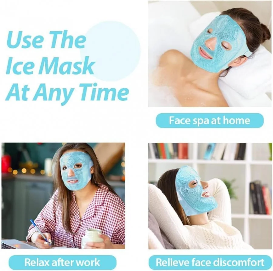 Hidak Cooling Face & Eye Mask Ice Pack With Foam Earplugs | Reusable Plush Cold Gel Pack for Under‑Eye Puffiness Dark Circles| Migraine & Sleep Pressure Relief |(Green) image 4