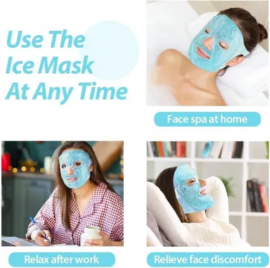 Hidak Cooling Face & Eye Mask Ice Pack With Foam Earplugs | Reusable Plush Cold Gel Pack for Under‑Eye Puffiness Dark Circles| Migraine & Sleep Pressure Relief |(Green) thumbnail 3