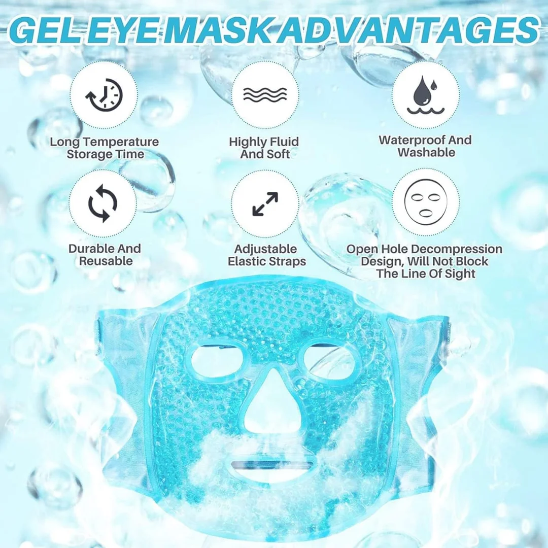 Hidak Cooling Face & Eye Mask Ice Pack With Foam Earplugs | Reusable Plush Cold Gel Pack for Under‑Eye Puffiness Dark Circles| Migraine & Sleep Pressure Relief |(Green) image 7