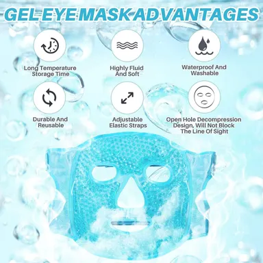 Hidak Cooling Face & Eye Mask Ice Pack With Foam Earplugs | Reusable Plush Cold Gel Pack for Under‑Eye Puffiness Dark Circles| Migraine & Sleep Pressure Relief |(Green) thumbnail 6