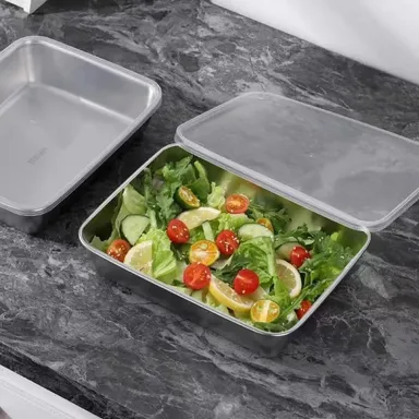 1500 ml Stainless Steel Food Storage Container with Transparent Lid | Leakproof Rectangular Kitchen Storage Box for Microwave| Freezer & Dishwasher Safe Food Storage and Serving thumbnail 4