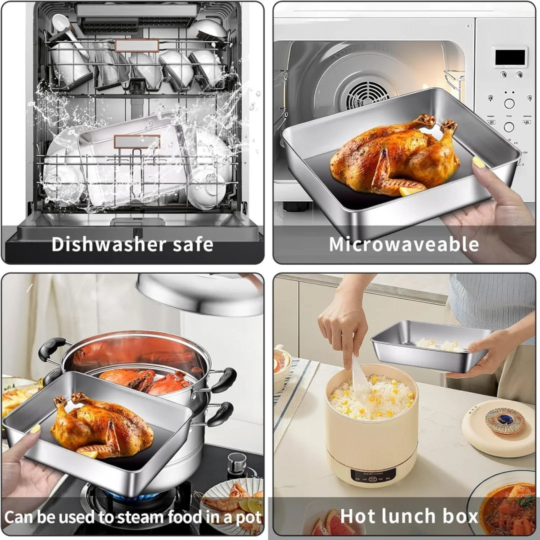 1500 ml Stainless Steel Food Storage Container with Transparent Lid | Leakproof Rectangular Kitchen Storage Box for Microwave| Freezer & Dishwasher Safe Food Storage and Serving image 7