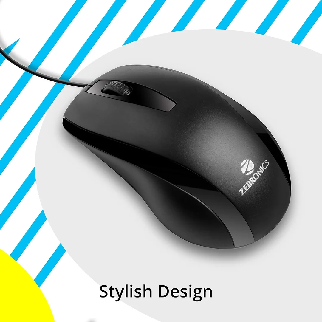 Zebronics Zeb Alex Wired USB Optical Mouse, 3 Buttons, Ergonomic Design, High Precision, Plug and Play, Compatible with Windows, Mac, Linux image 2