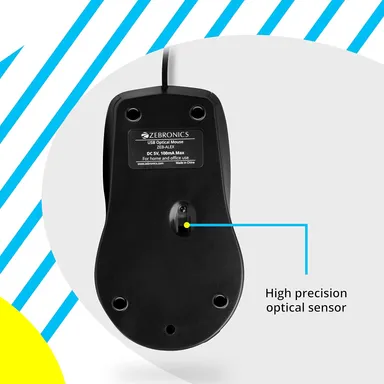 Zebronics Zeb Alex Wired USB Optical Mouse, 3 Buttons, Ergonomic Design, High Precision, Plug and Play, Compatible with Windows, Mac, Linux thumbnail 4