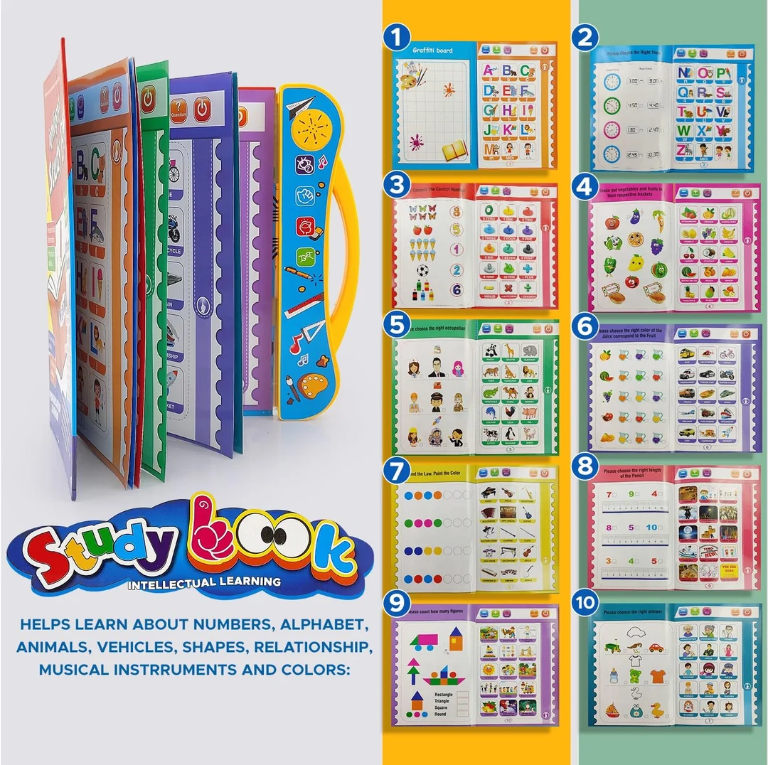 Storio Intelligence Book Sound Book for Children 3-7 Years, English Letters & Words Learning, Numbers Shapes Activities Educational Toy for Toddlers Fun Learning image 3
