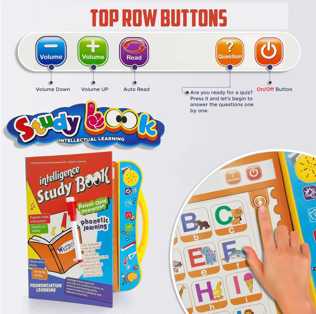 Storio Intelligence Book Sound Book for Children 3-7 Years, English Letters & Words Learning, Numbers Shapes Activities Educational Toy for Toddlers Fun Learning image 4