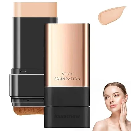 2 in 1 Luxury Flawless Eraser Foundation Stick with Built-in Brush Korean Hydrating Lightweight Waterproof Base Makeup Stick for Smooth Coverage for All Skin Types 1 Pc image 1
