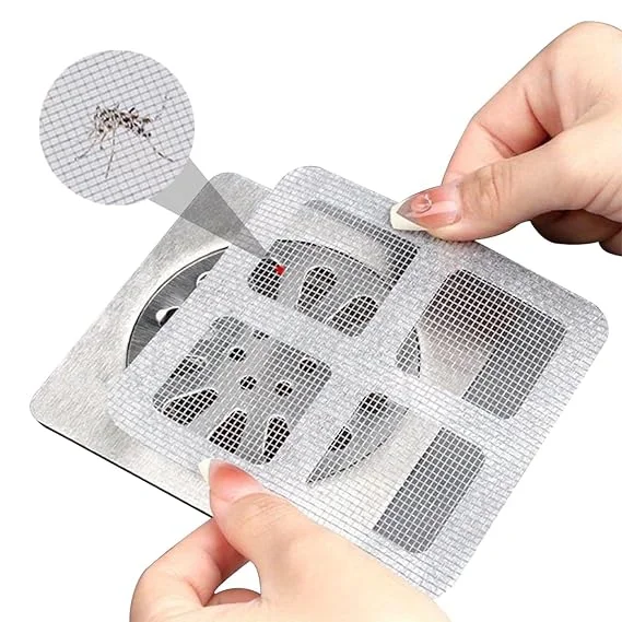 Shower Drain Mesh Sticker Disposable Hair Catcher Pack of 10 for Bathroom Anti Clog Use|Self Adhesive Hair Catcher Disposable Anti Block Filter image 2