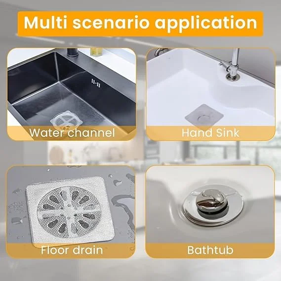Shower Drain Mesh Sticker Disposable Hair Catcher Pack of 10 for Bathroom Anti Clog Use|Self Adhesive Hair Catcher Disposable Anti Block Filter image 5