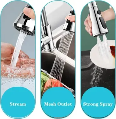 Exootica 360° Rotating Universal Kitchen Faucet Extender| Silver ABS Chrome Tap Aerator & Water‑Saving Splash Filter for Kitchen Sink| Bathroom Wash Basin|Vegetable Washing, Faucet Accessory thumbnail 4