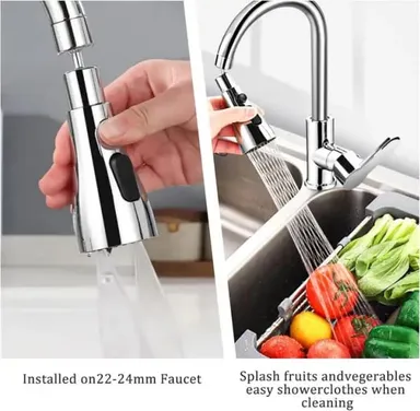Exootica 360° Rotating Universal Kitchen Faucet Extender| Silver ABS Chrome Tap Aerator & Water‑Saving Splash Filter for Kitchen Sink| Bathroom Wash Basin|Vegetable Washing, Faucet Accessory thumbnail 5