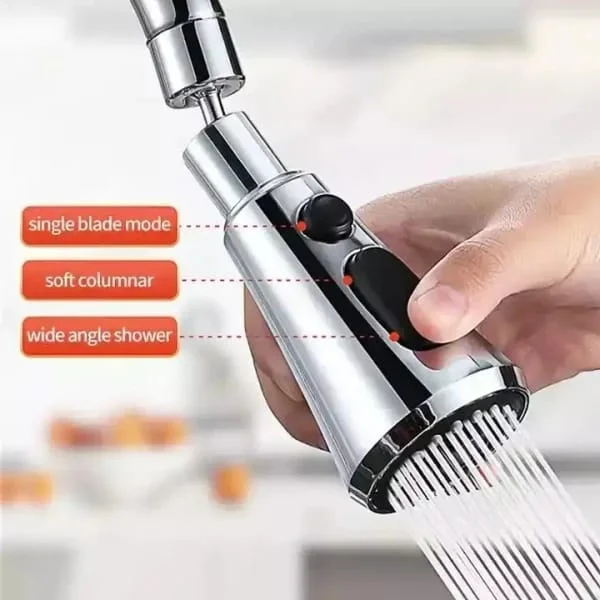 Exootica 360° Rotating Universal Kitchen Faucet Extender| Silver ABS Chrome Tap Aerator & Water‑Saving Splash Filter for Kitchen Sink| Bathroom Wash Basin|Vegetable Washing, Faucet Accessory image 8