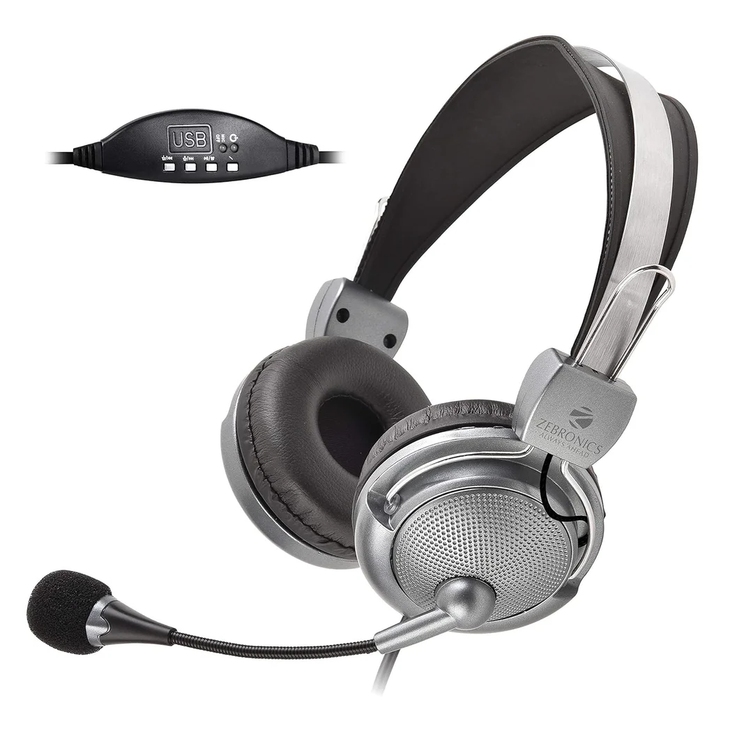 Zebronics Zeb-Supreme USB Wired Headphone with Mic | 40mm Drivers, Adjustable Headband & Mic, Multifunction Control Pod, USB Cable (1.8m) image 1