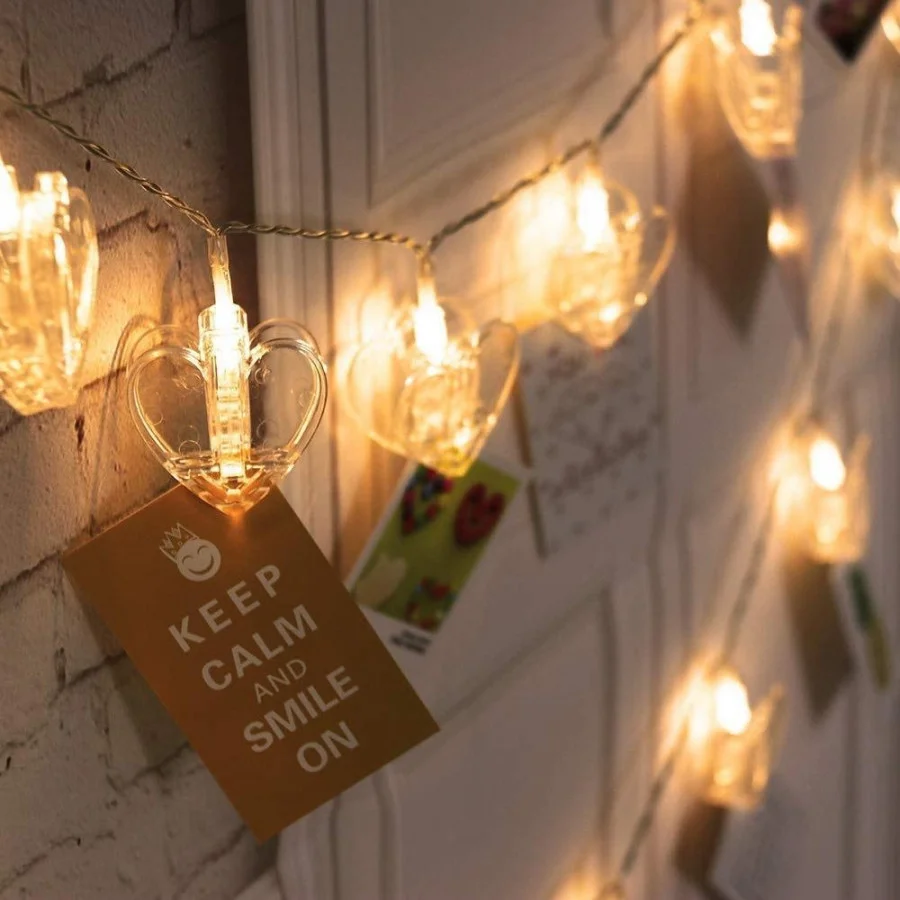 WunderVoX Heart Rice Lights | 16 LEDs, 3m Transparent LED String Lights | Steady Warm Decorative Fairy Lights for Bedroom|Parties, Festivals & Home Decoration image 1