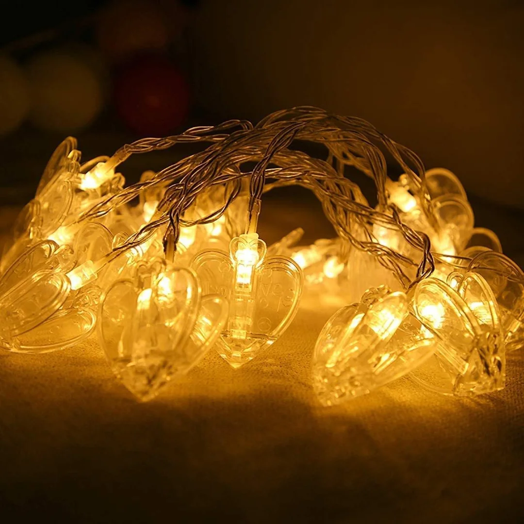 WunderVoX Heart Rice Lights | 16 LEDs, 3m Transparent LED String Lights | Steady Warm Decorative Fairy Lights for Bedroom|Parties, Festivals & Home Decoration image 5