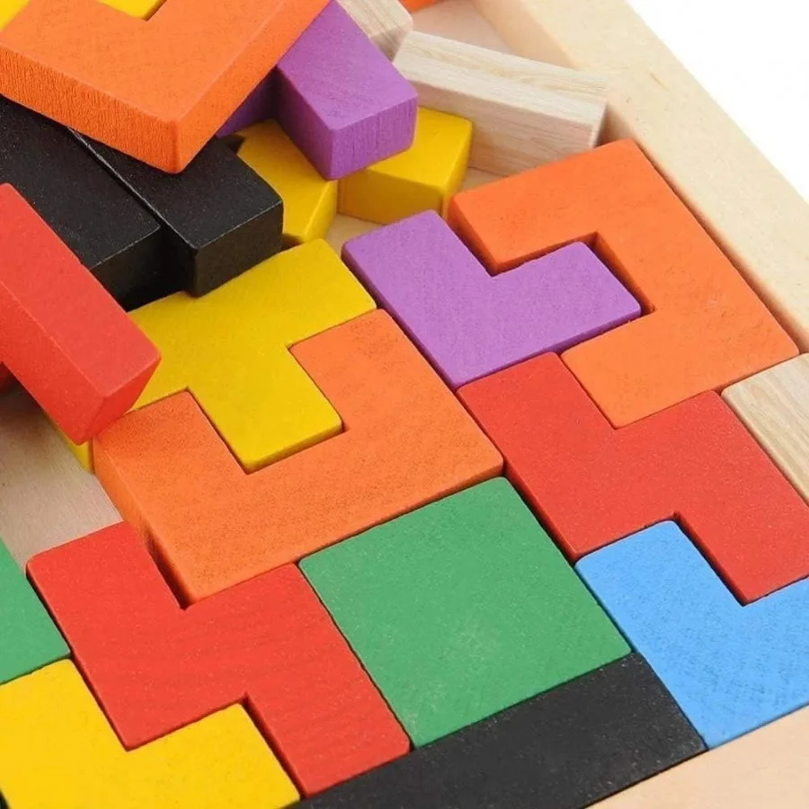IndusBay Wooden Intelligence Puzzle Blocks | Educational Brain Teaser Toy for Kids 3-8 image 1