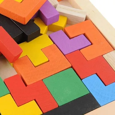 IndusBay Wooden Intelligence Puzzle Blocks | Educational Brain Teaser Toy for Kids 3-8