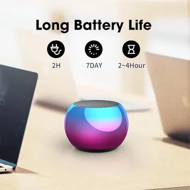 INEFABLE Mini Boost 4 Bluetooth Speaker 4D Portable Round Steel Wireless Speaker Multicolor Compact Bass Boost Stereo Bluetooth Speaker thumbnail 1