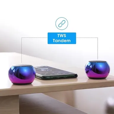 INEFABLE Mini Boost 4 Bluetooth Speaker 4D Portable Round Steel Wireless Speaker Multicolor Compact Bass Boost Stereo Bluetooth Speaker thumbnail 2