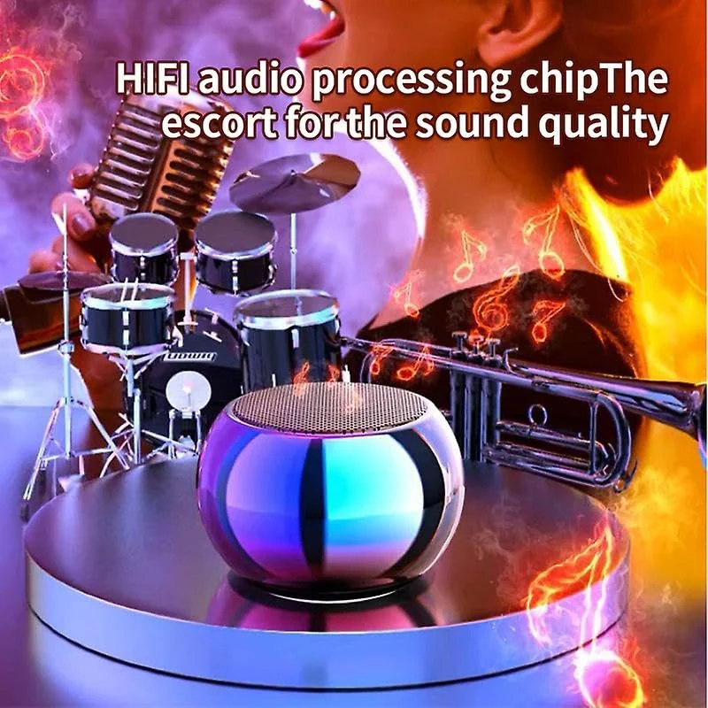 INEFABLE Mini Boost 4 Bluetooth Speaker 4D Portable Round Steel Wireless Speaker Multicolor Compact Bass Boost Stereo Bluetooth Speaker image 5
