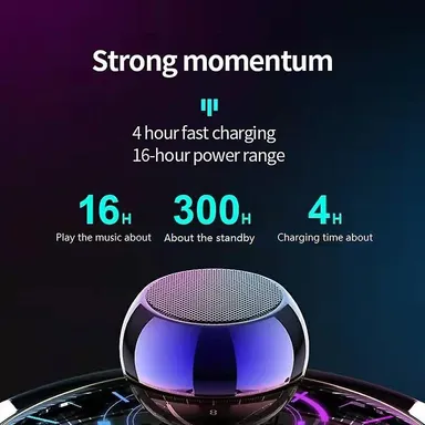 INEFABLE Mini Boost 4 Bluetooth Speaker 4D Portable Round Steel Wireless Speaker Multicolor Compact Bass Boost Stereo Bluetooth Speaker thumbnail 5