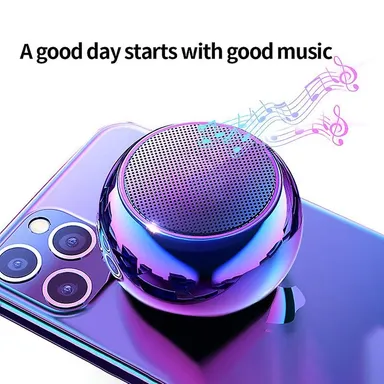INEFABLE Mini Boost 4 Bluetooth Speaker 4D Portable Round Steel Wireless Speaker Multicolor Compact Bass Boost Stereo Bluetooth Speaker thumbnail 6