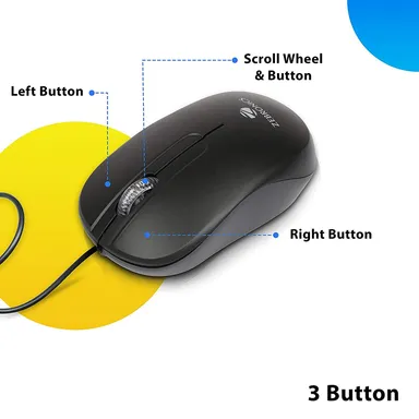 ZEBRONICS Zeb Sprint USB Optical Mouse | Ergonomic, High Precision 1200 DPI Mouse with Three Buttons for PC and Gaming thumbnail 1