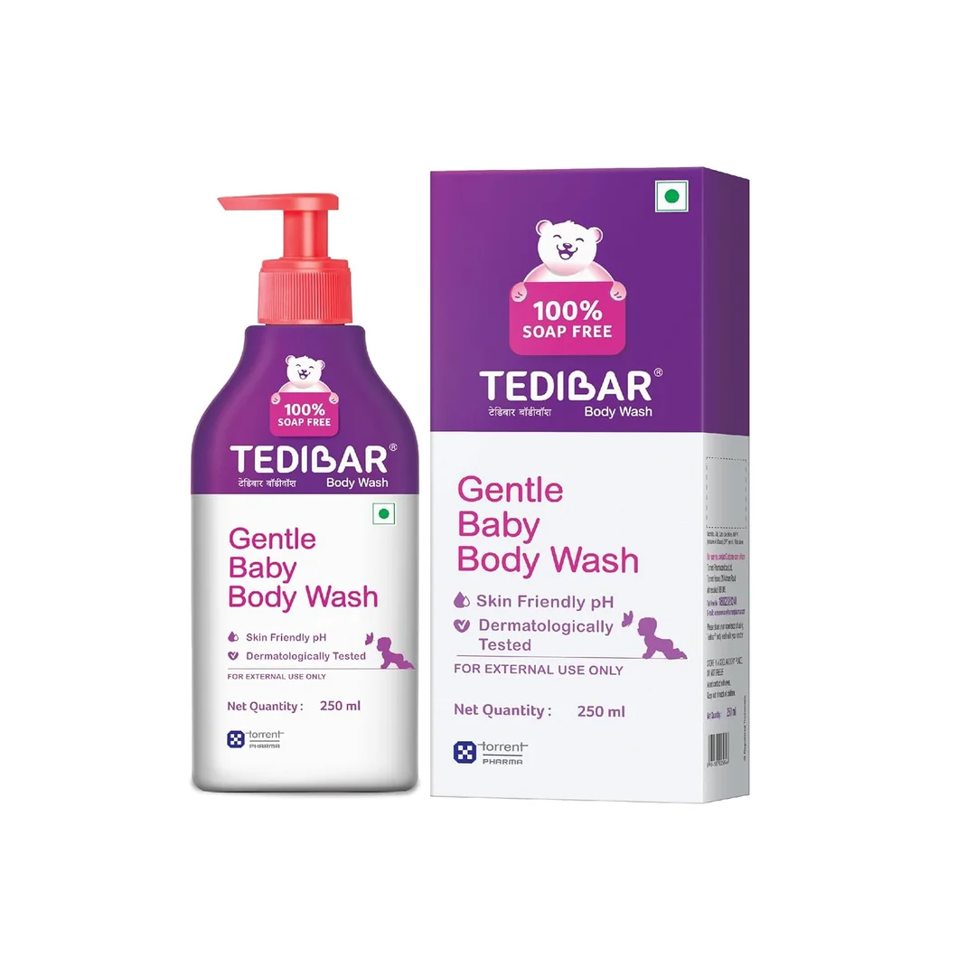 Tedibar Baby Body Wash 250ml | Soap-Free & Alkali-Free|pH 5.5, Gentle, Hypoallergenic, Moisturizing Skin Cleanser for Babies| Dermatologically Tested| Safe for Newborns & Sensitive Skin image 1